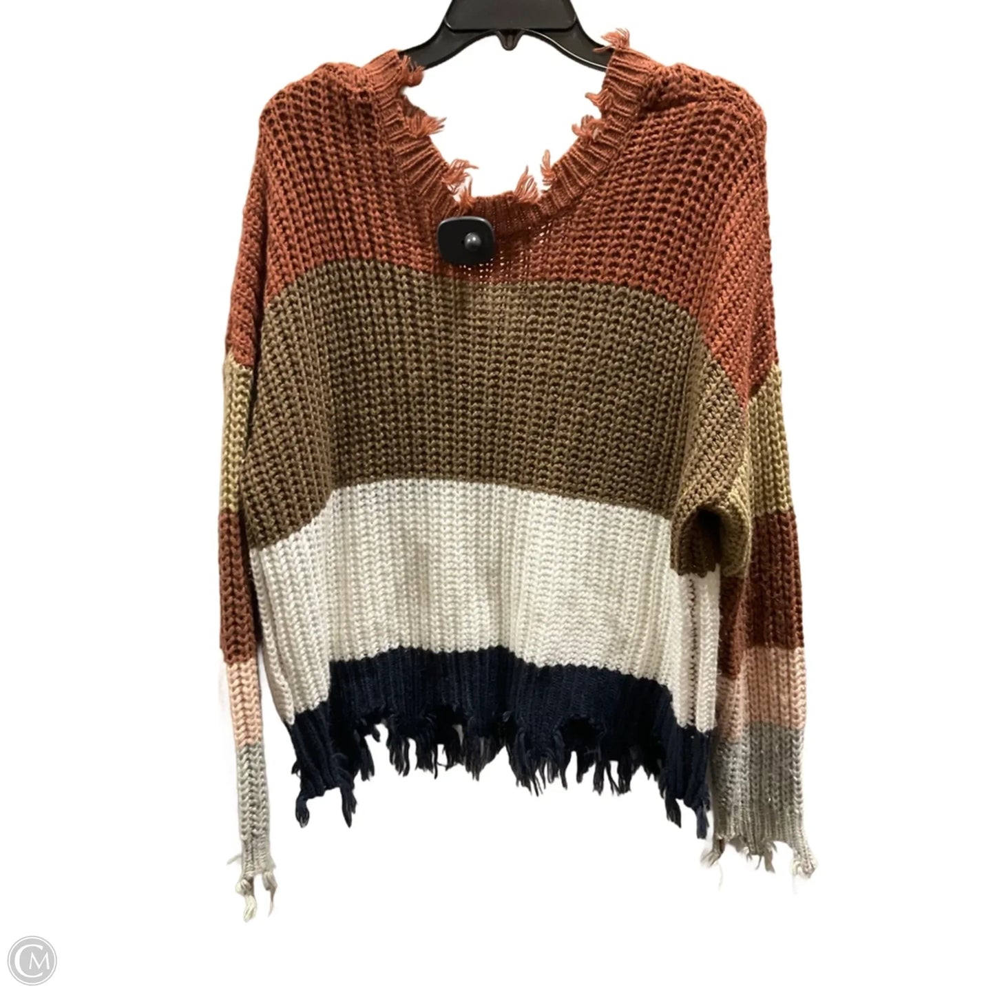 Sweater By Miracle In Orange & Tan, Size: M