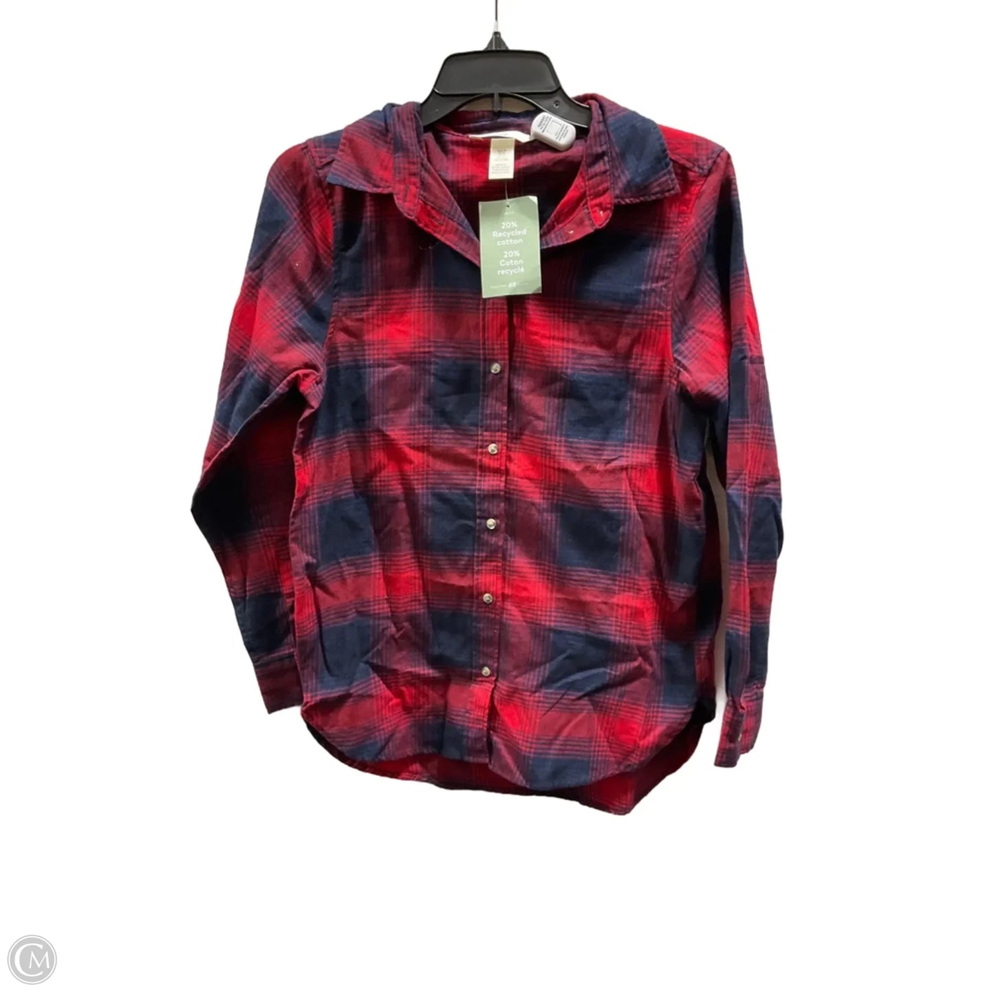 Blouse Long Sleeve By H&m In Plaid Pattern, Size: Xs