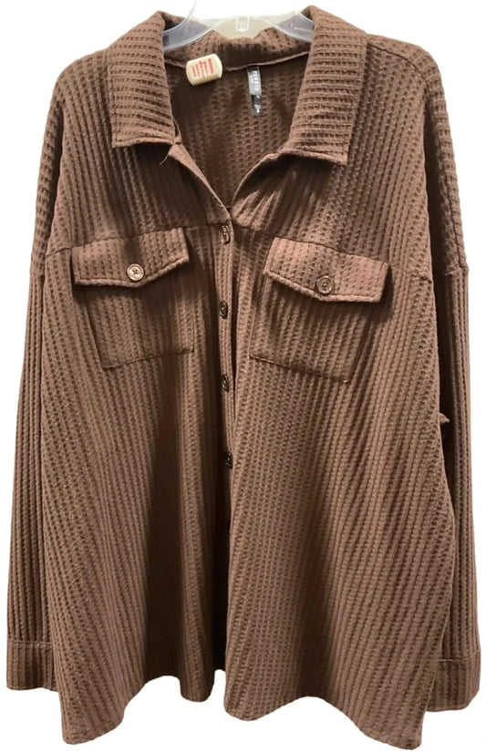 Blouse Long Sleeve By Torrid In Brown, Size: 3x