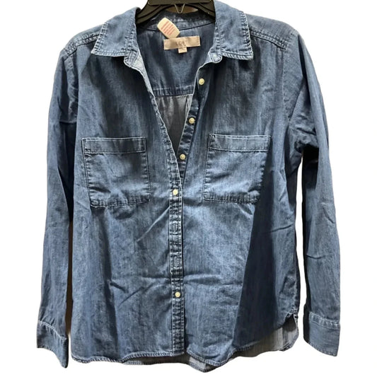 Blouse Long Sleeve By Loft In Blue, Size: M