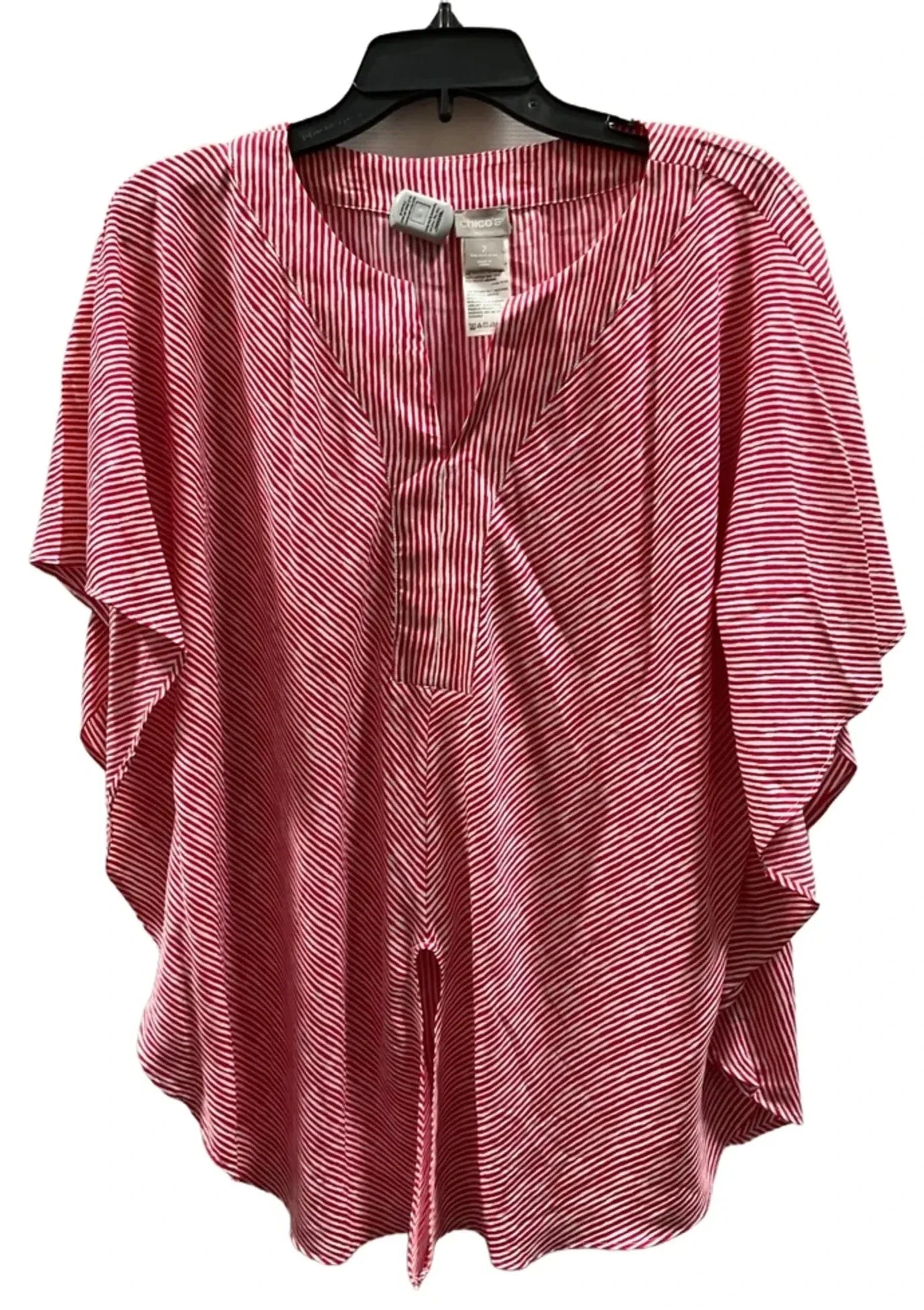Top Short Sleeve By Chicos In Striped Pattern, Size: L