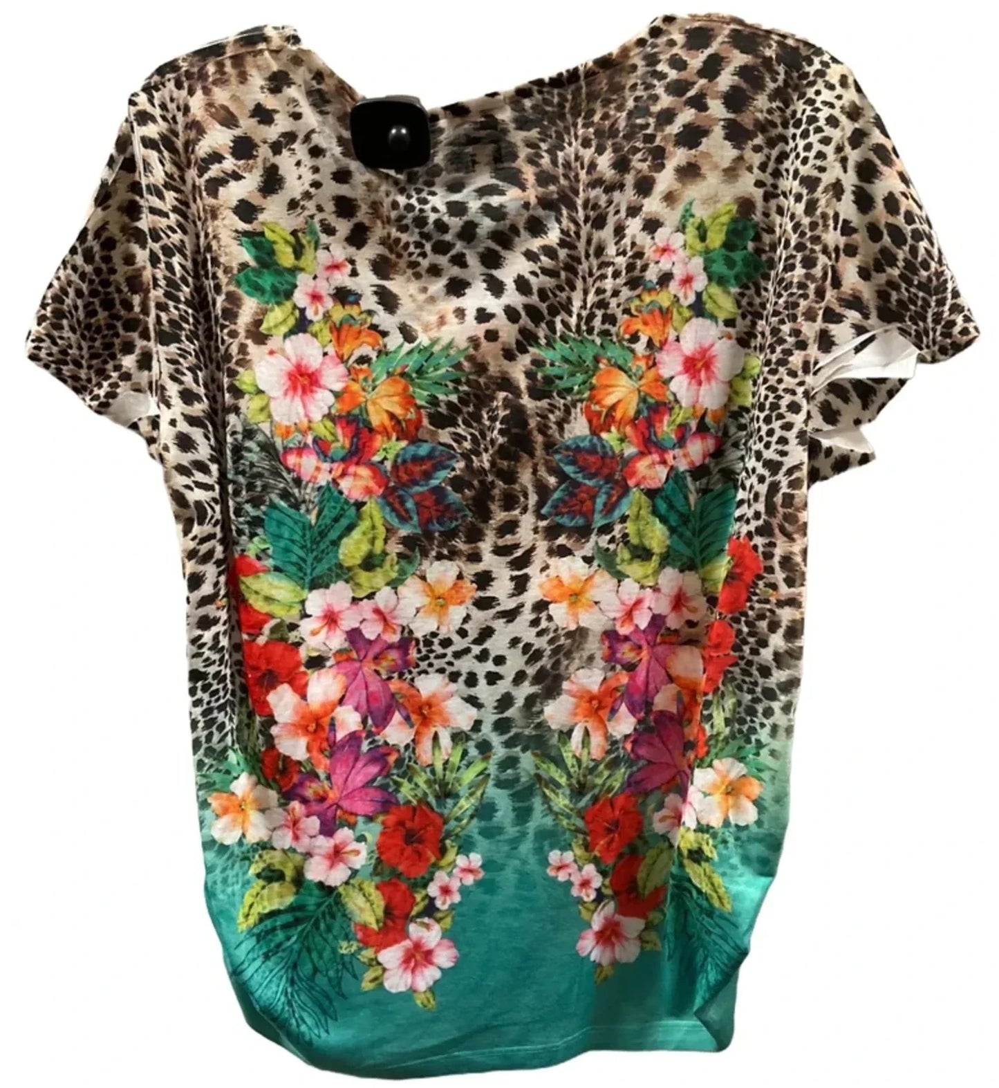 Top Short Sleeve Basic By Chicos In Animal Print, Size: L