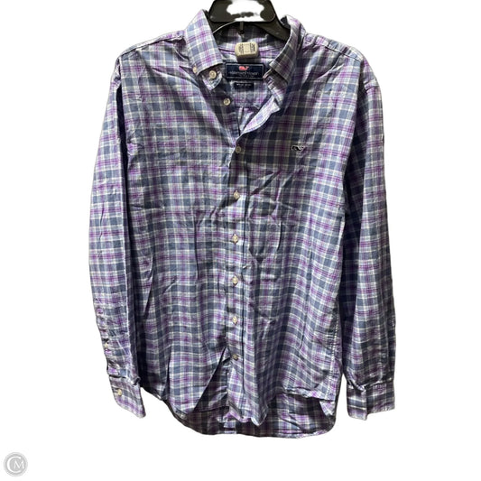 Blouse Long Sleeve By Vineyard Vines In Plaid Pattern, Size: M