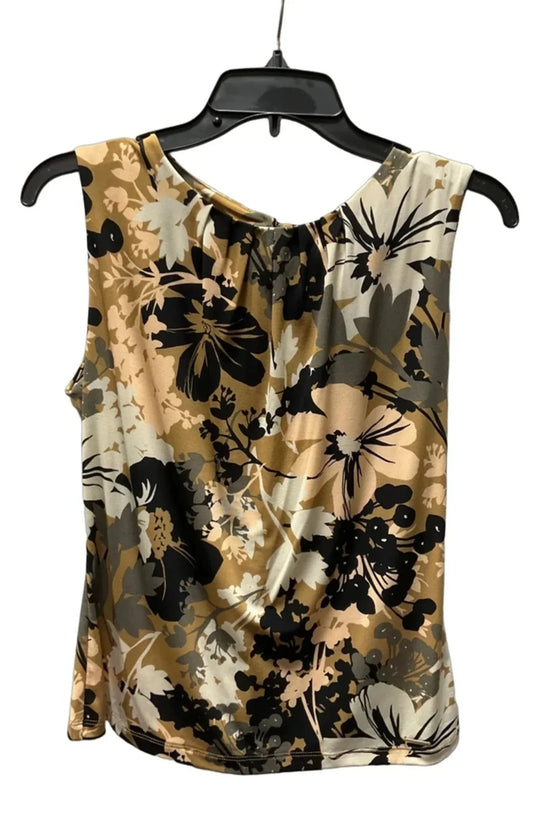 Top Sleeveless By Calvin Klein In Brown & Cream, Size: S
