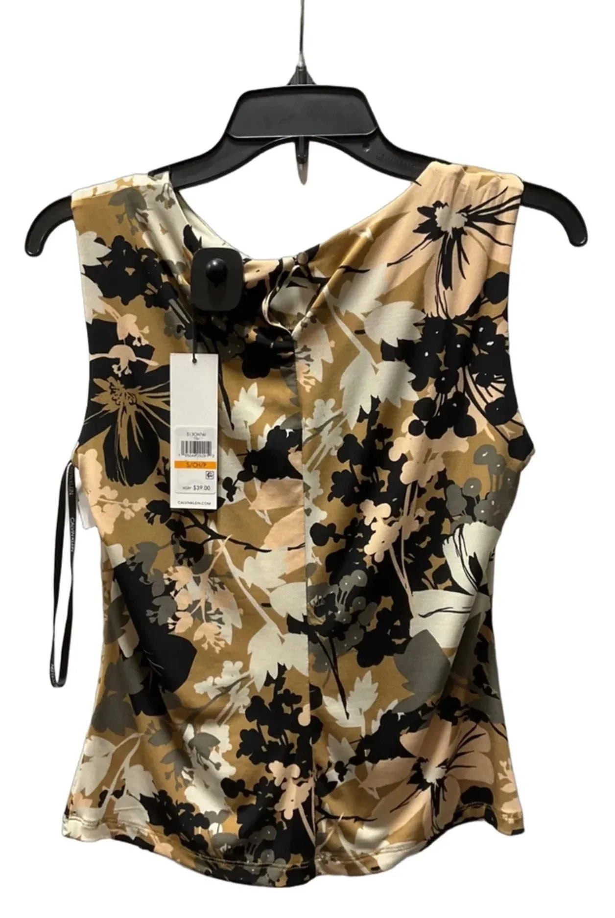 Top Sleeveless By Calvin Klein In Brown & Cream, Size: S