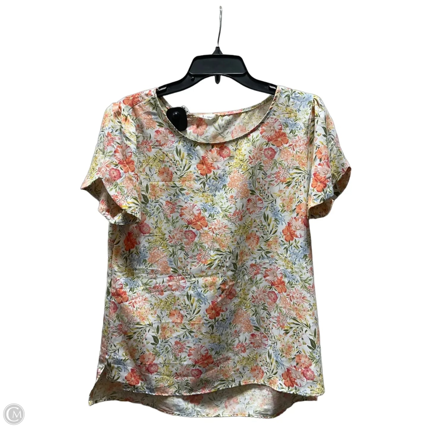Top Short Sleeve By Les Amis In Orange & Yellow, Size: M