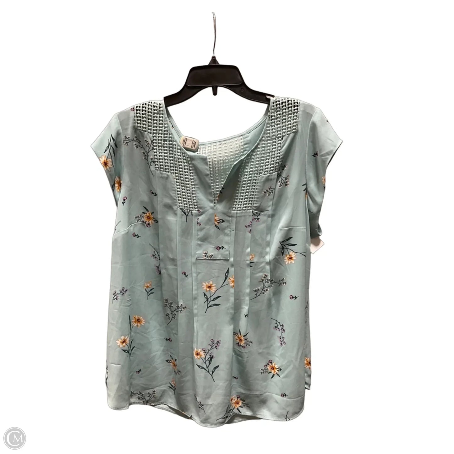 Top Short Sleeve By Daniel Rainn In Teal, Size: 1x
