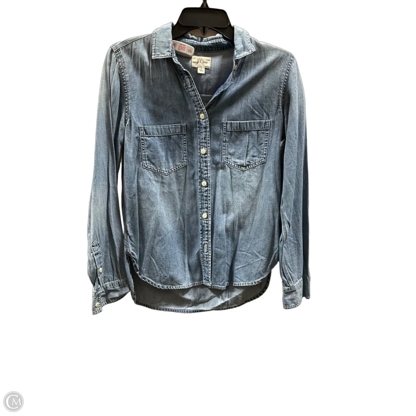 Blouse Long Sleeve By J. Crew In Blue Denim, Size: M