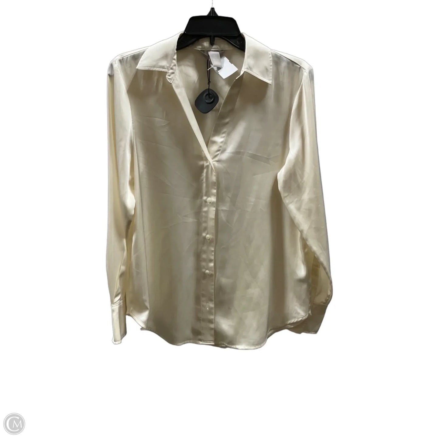 Blouse Long Sleeve By H&m In Cream, Size: S