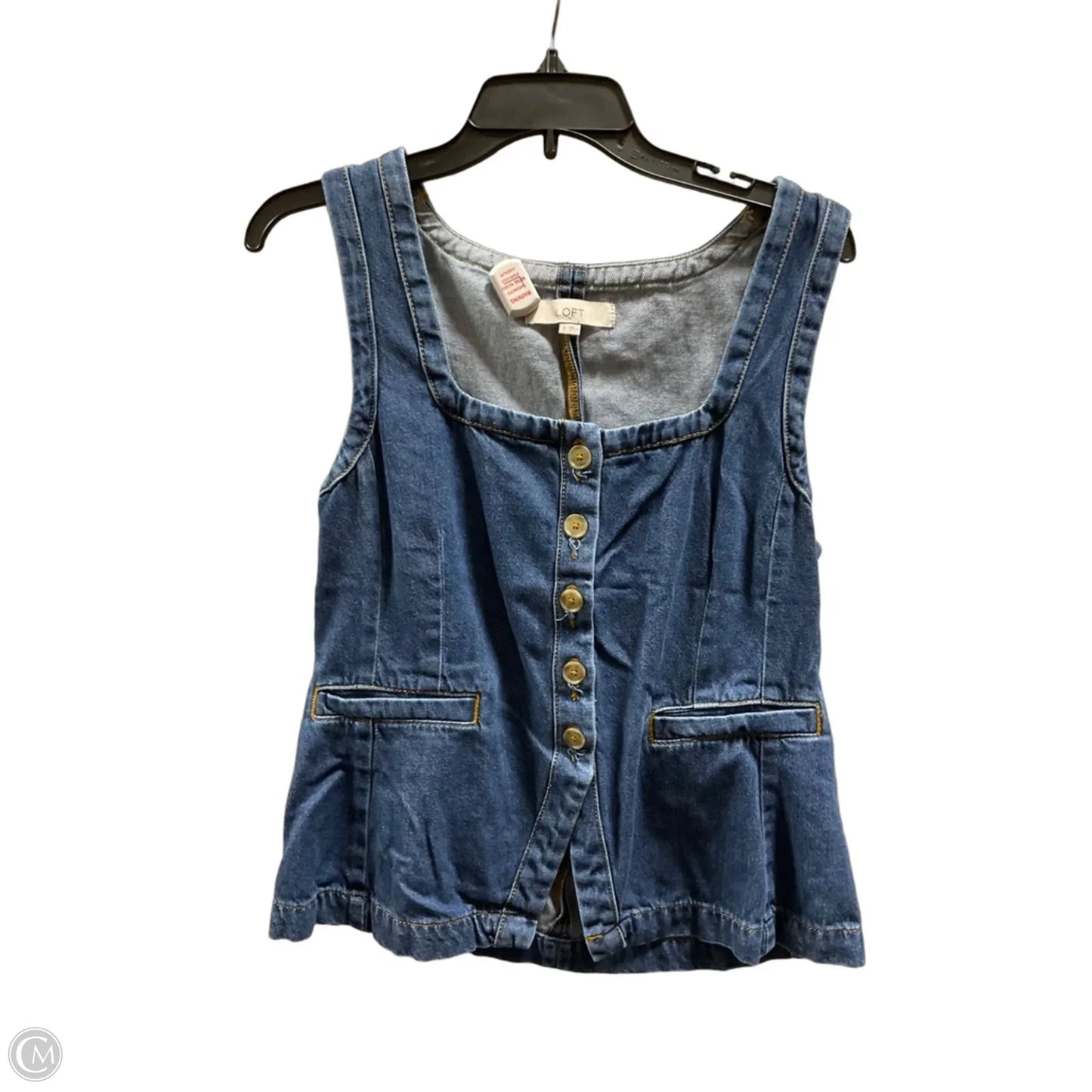 Top Sleeveless By Loft In Blue Denim, Size: M