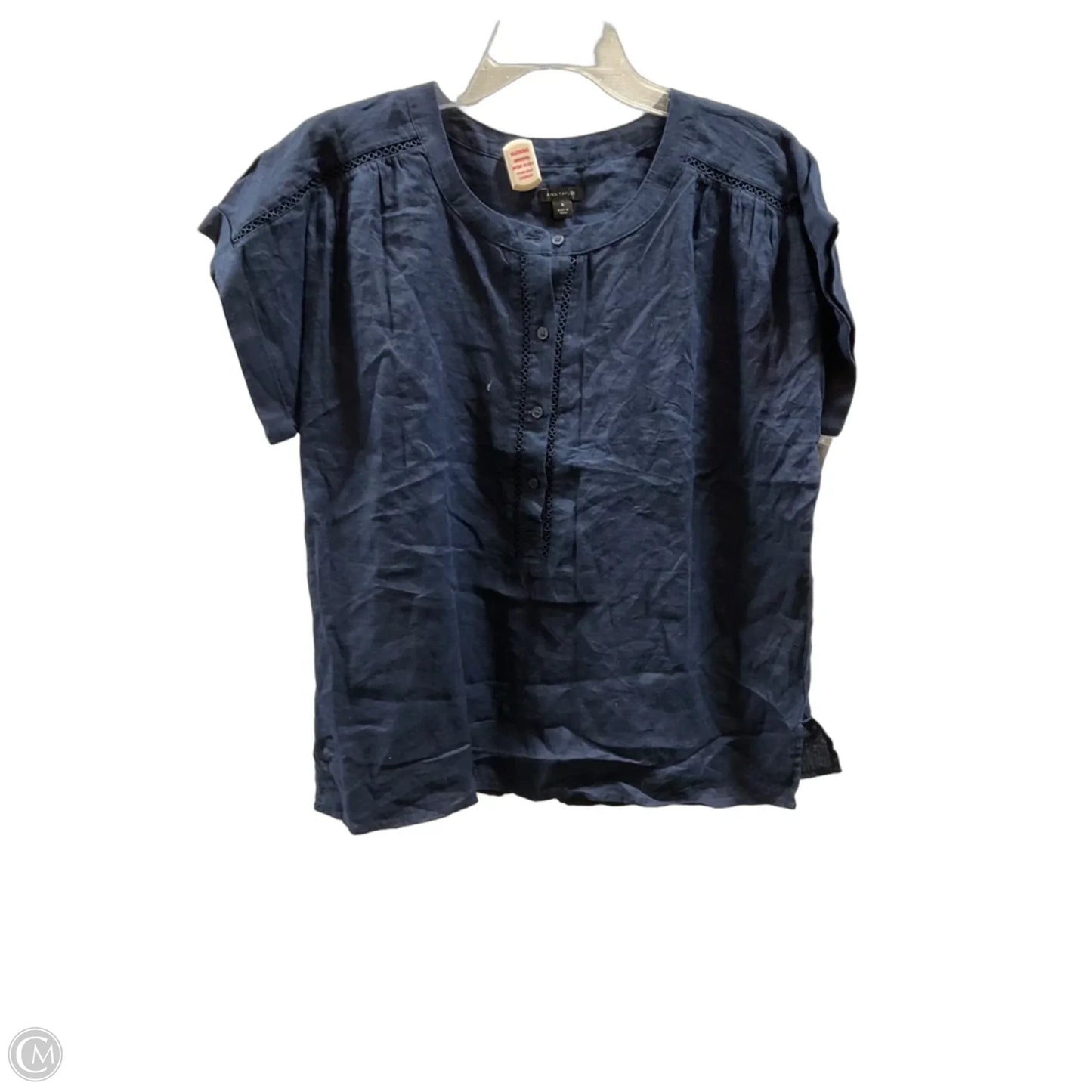 Top Short Sleeve By Ann Taylor In Navy, Size: M
