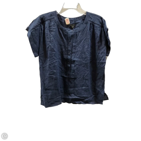 Top Short Sleeve By Ann Taylor In Navy, Size: M