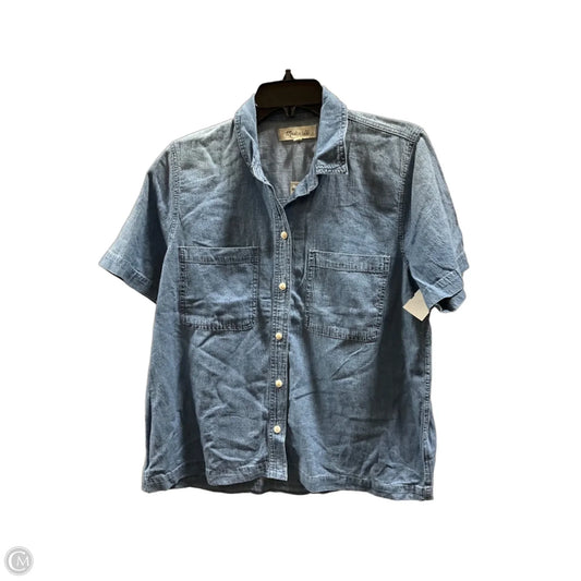 Top Short Sleeve By Madewell In Blue Denim, Size: M