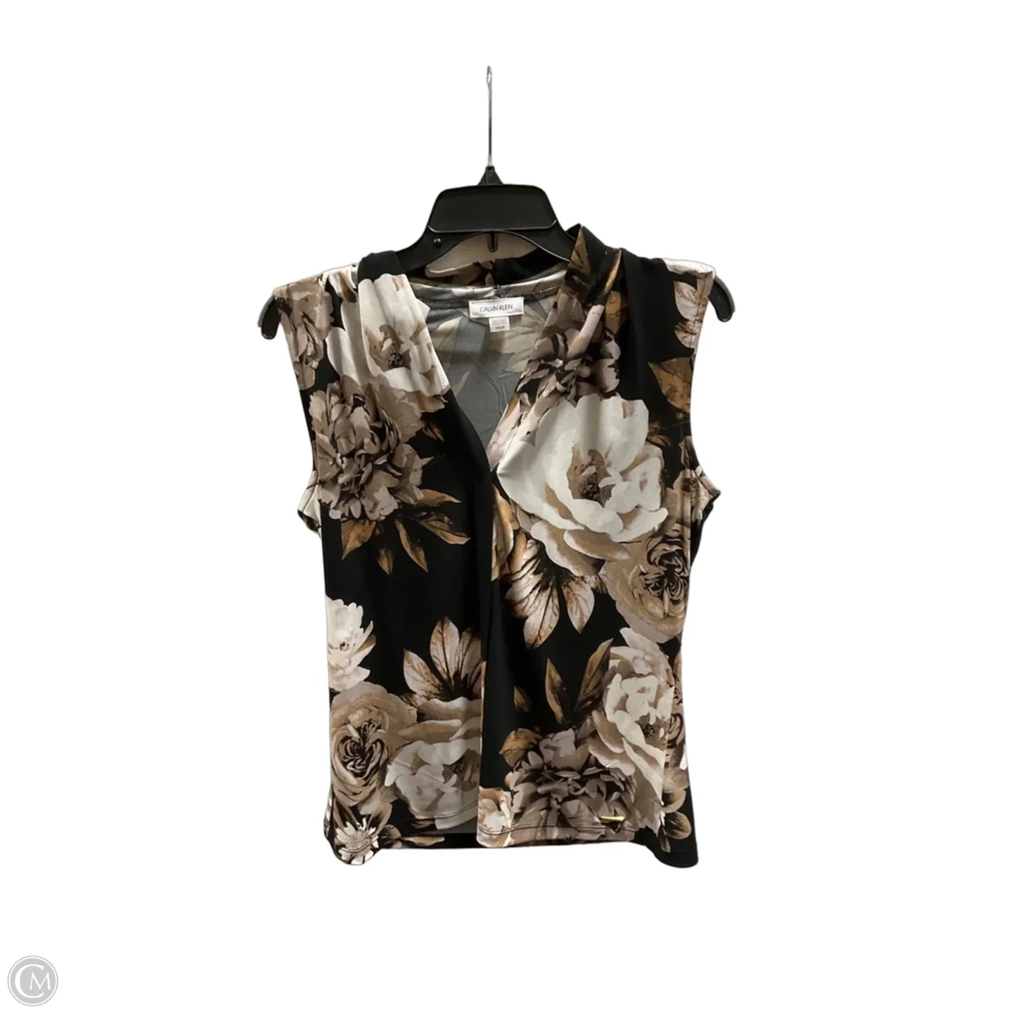 Top Sleeveless By Calvin Klein In Black & Brown, Size: S