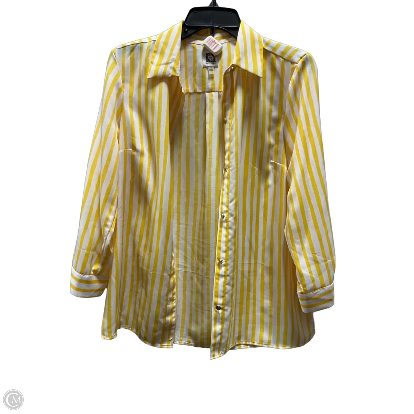 Blouse Long Sleeve By Anne Klein In Striped Pattern, Size: S