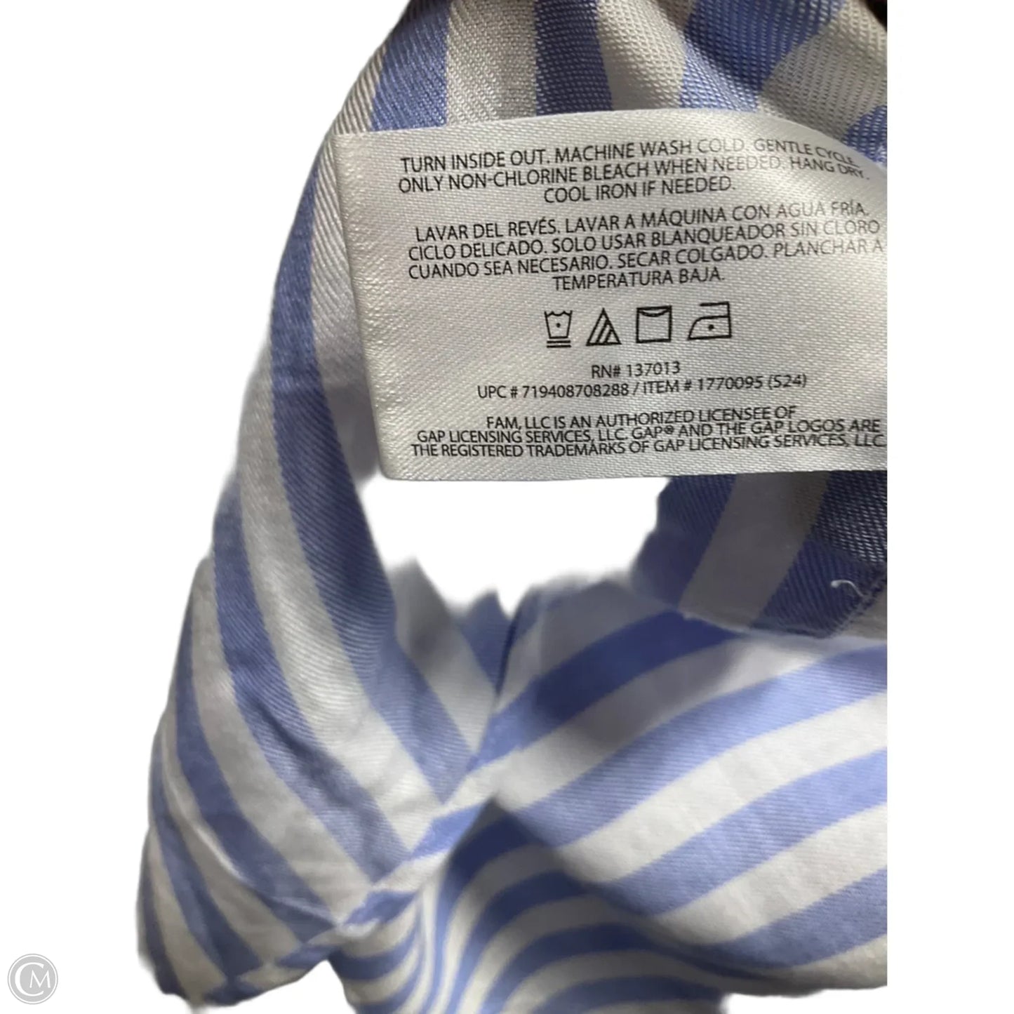 Top Short Sleeve By Gap In Striped Pattern, Size: L