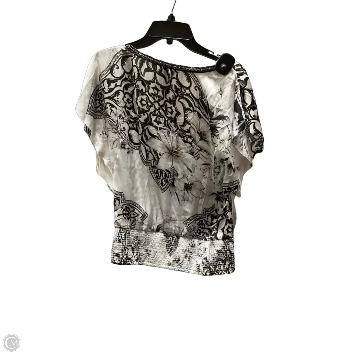 Top Short Sleeve By White House Black Market In Tan & White, Size: Xs
