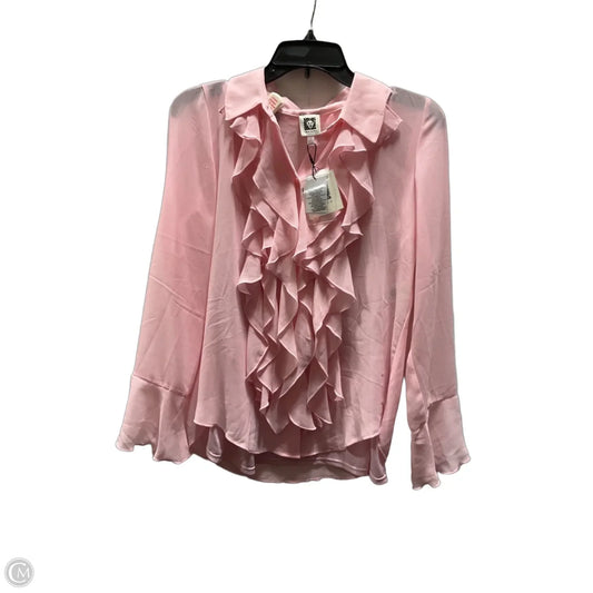 Blouse Long Sleeve By Anne Klein In Pink, Size: S
