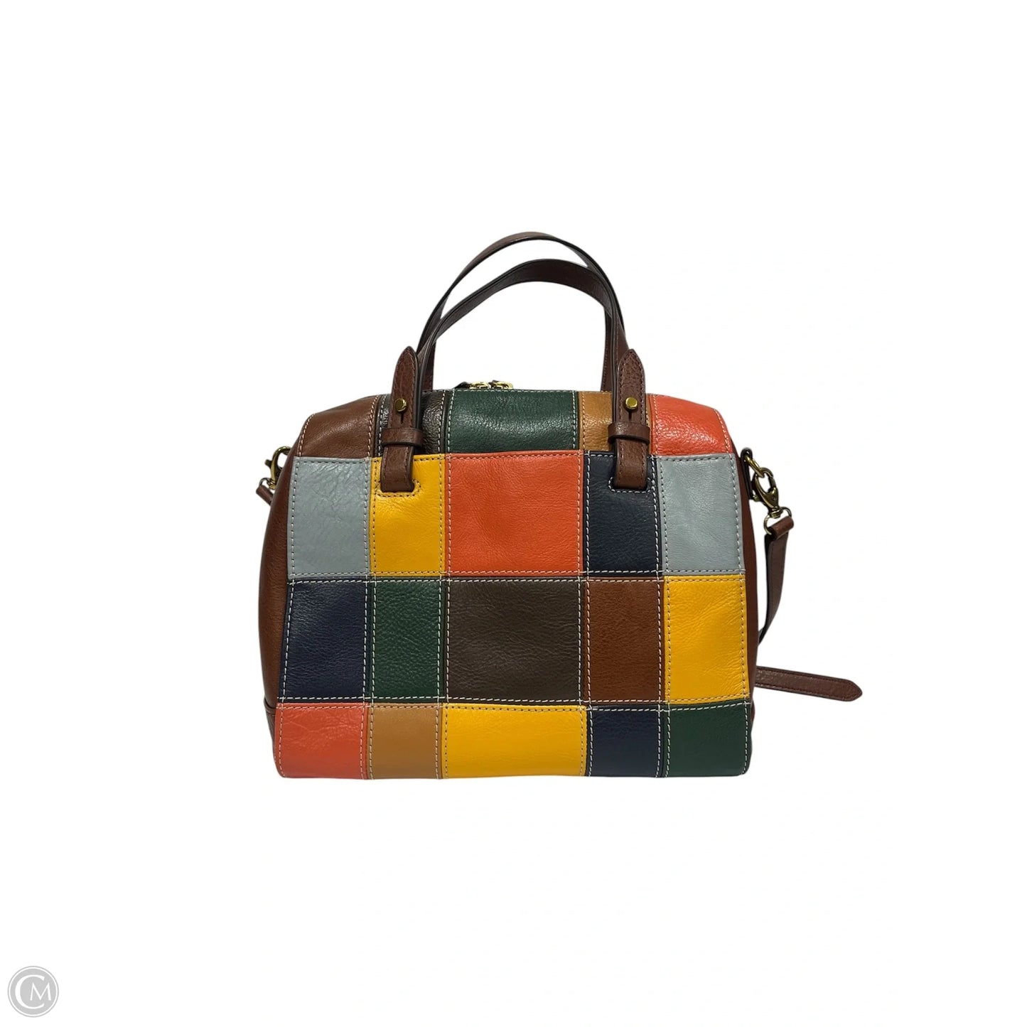 Handbag Leather By Fossil, Size: Medium