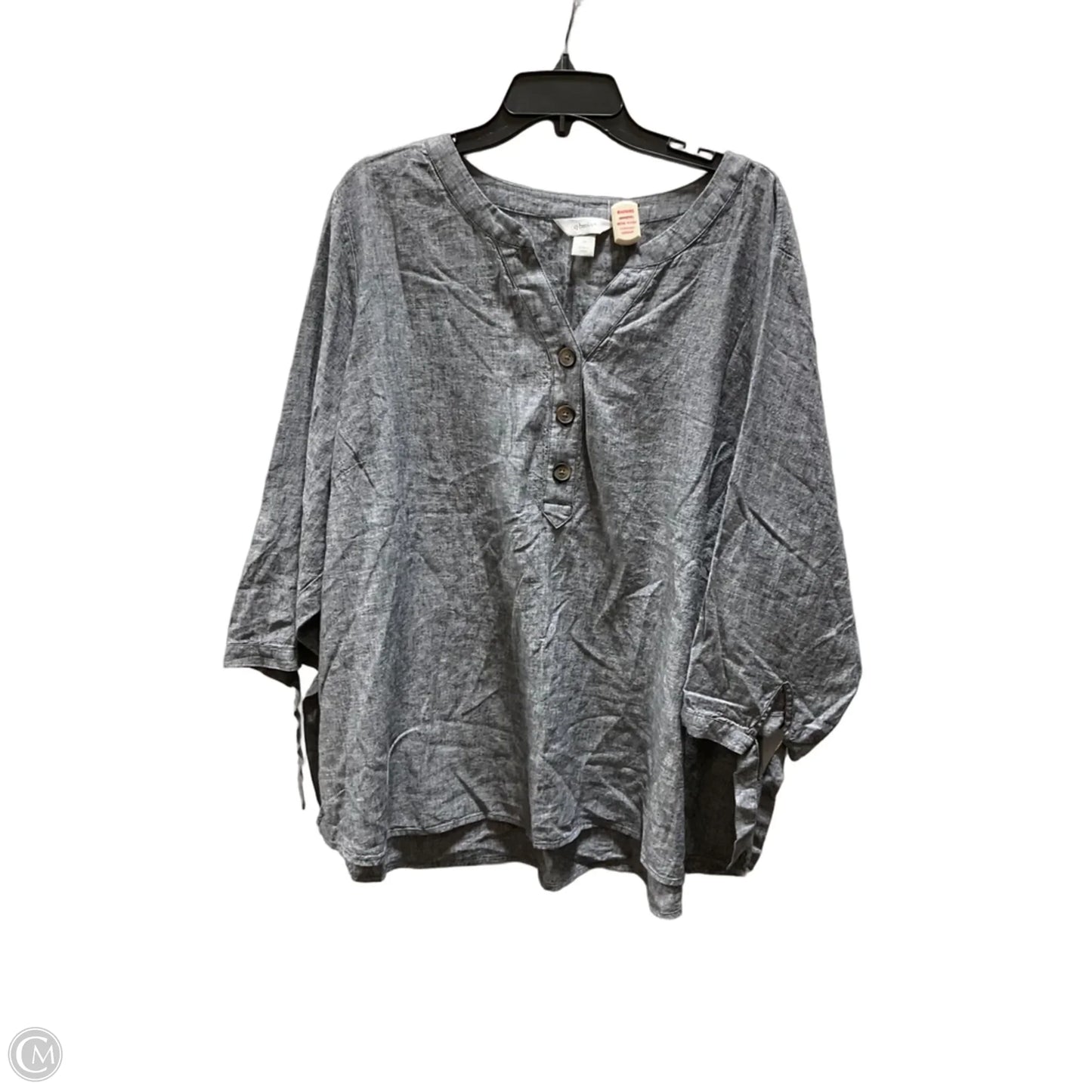 Top 3/4 Sleeve By Cj Banks In Grey, Size: 3x