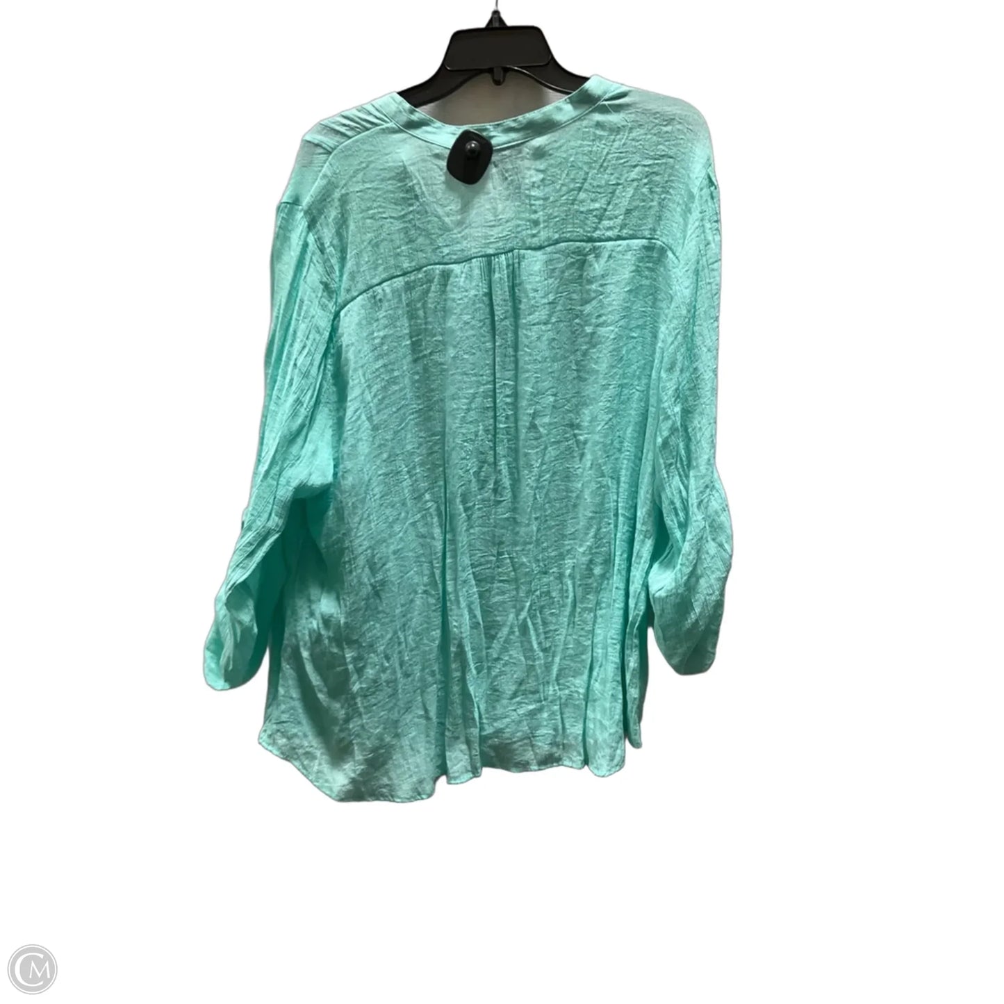 Top 3/4 Sleeve By Cj Banks In Teal, Size: 3x
