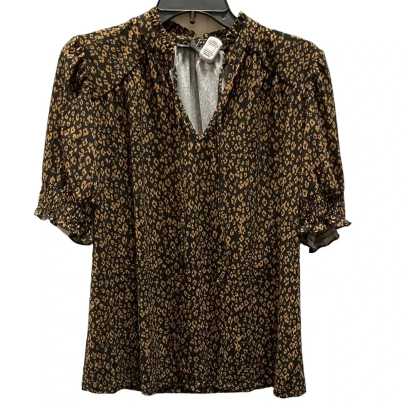 Top Short Sleeve By Adrianna Papell In Animal Print, Size: M