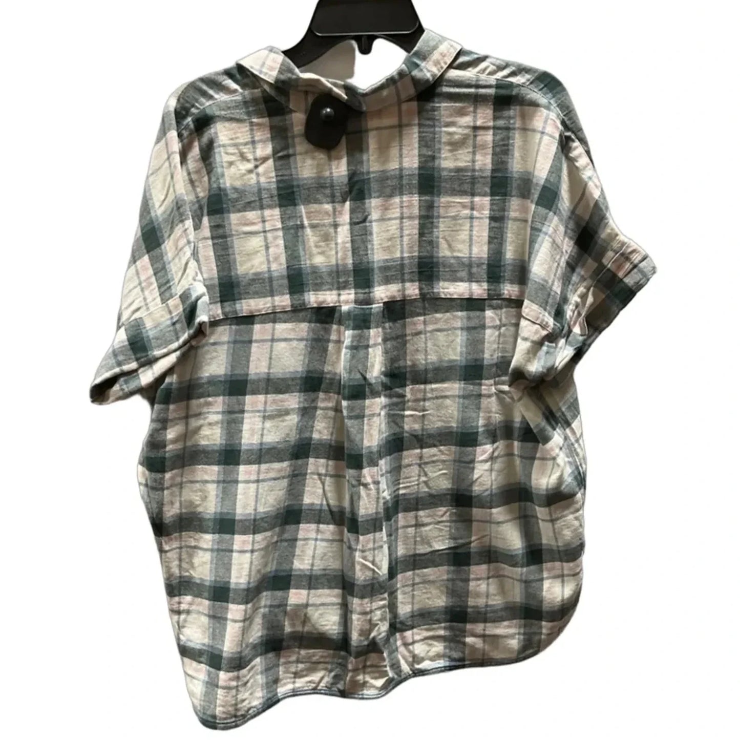 Blouse Short Sleeve By Madewell In Plaid Pattern, Size: M