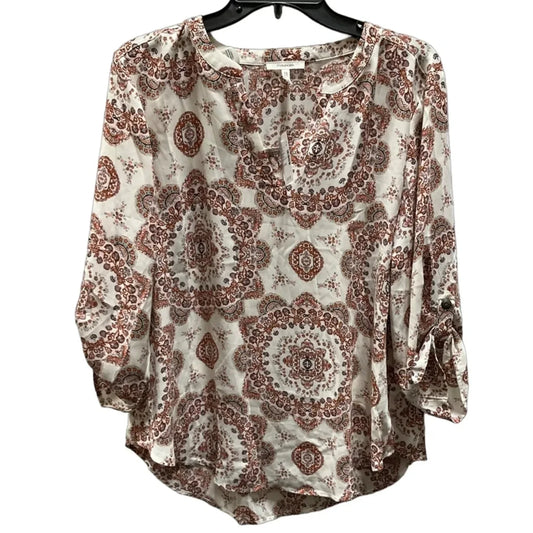 Top 3/4 Sleeve By Maurices In Cream & Orange, Size: L
