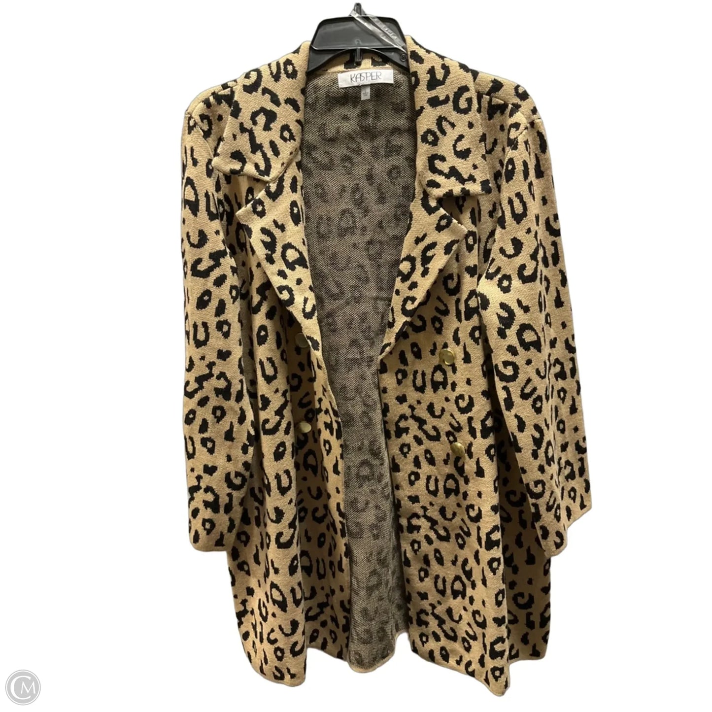 Sweater Cardigan By Kasper In Animal Print, Size: L
