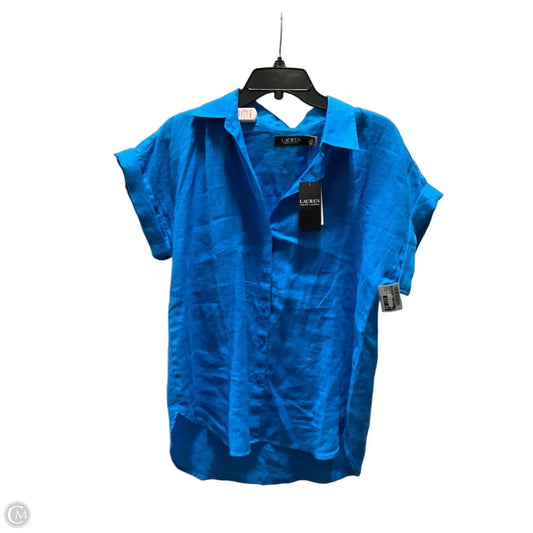Blouse Short Sleeve By Lauren By Ralph Lauren In Blue, Size: M