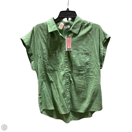 Blouse Short Sleeve By Vineyard Vines In Green, Size: M