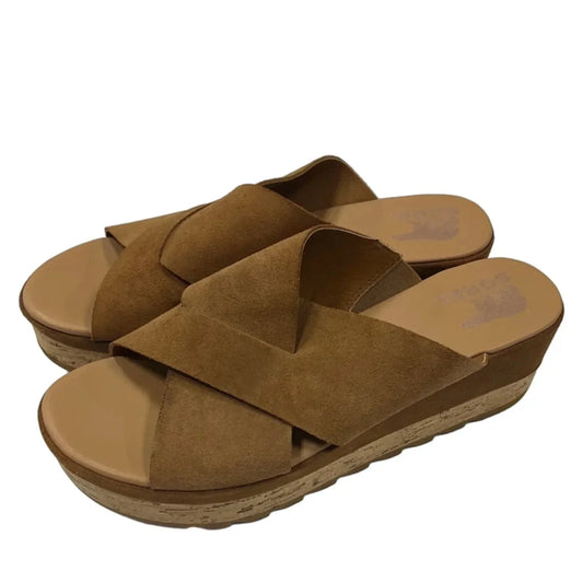 Sandals Heels Block By Sorel In Brown, Size: 9.5