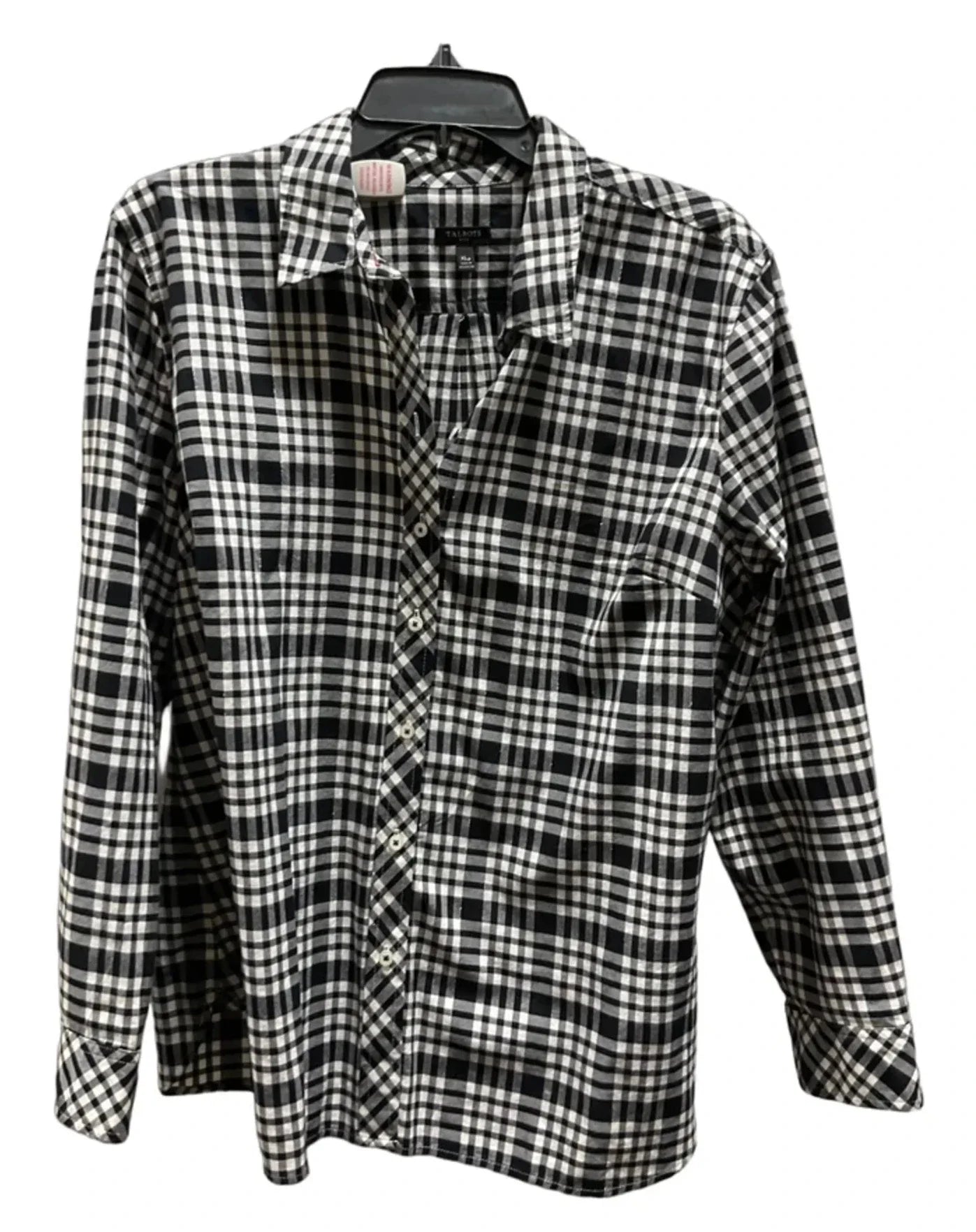 Blouse Long Sleeve By Talbots In Plaid Pattern, Size: Xl