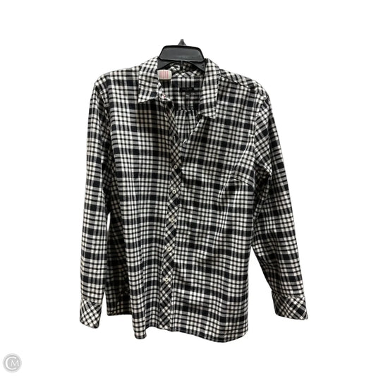 Blouse Long Sleeve By Talbots In Plaid Pattern, Size: Xl