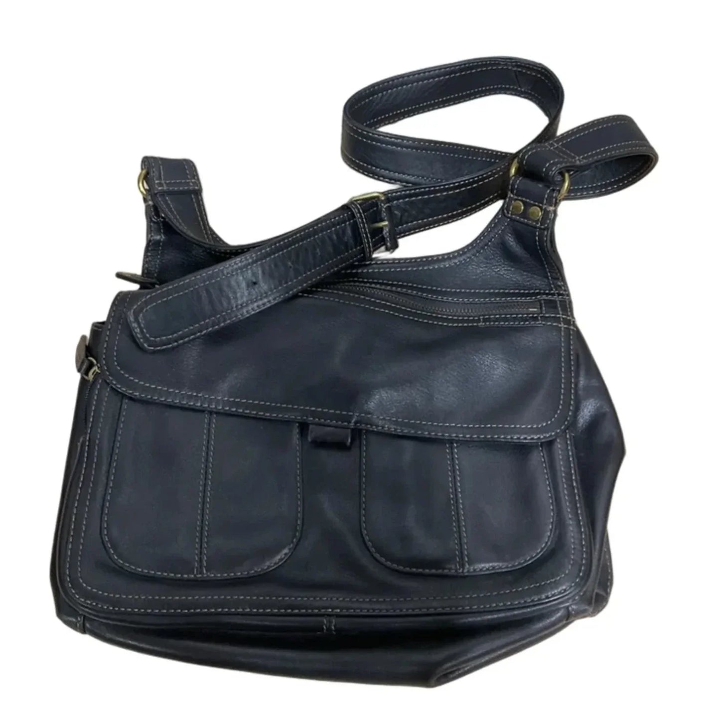 Crossbody Leather By Fossil, Size: Medium