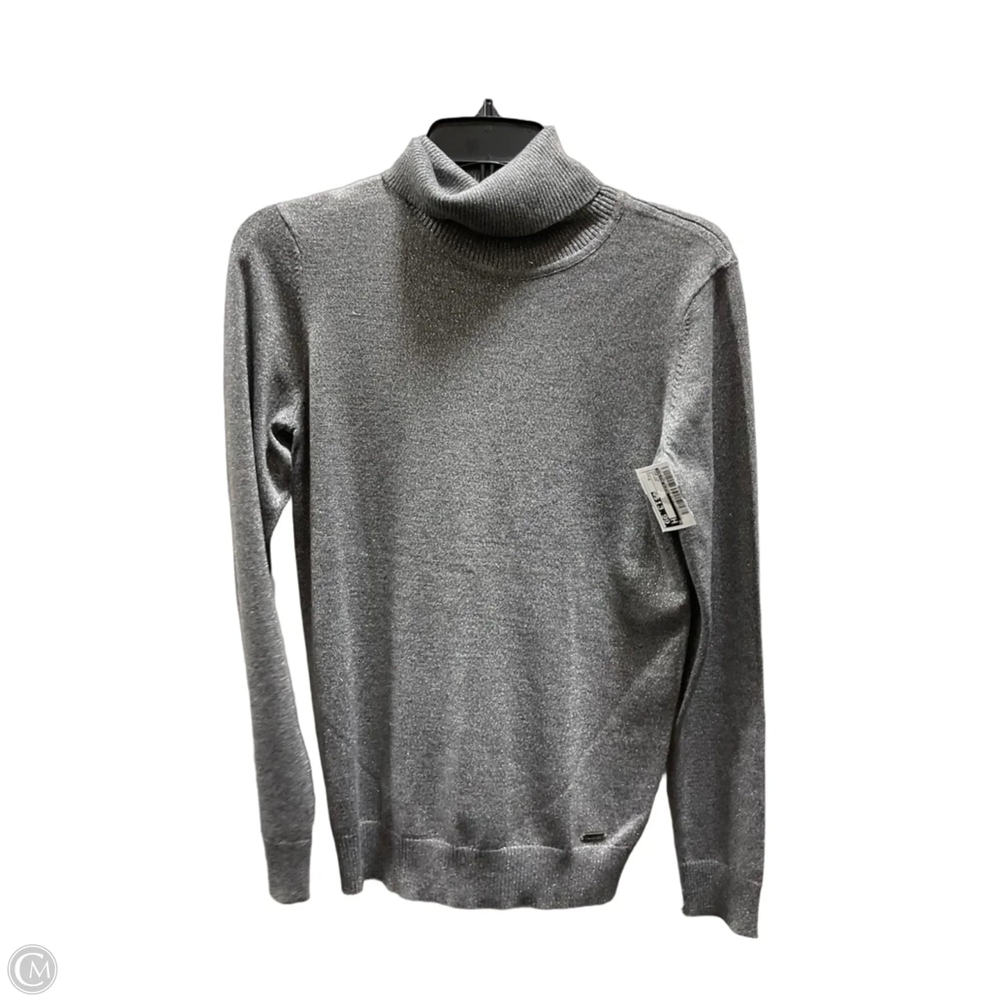 Top Long Sleeve By Calvin Klein In Silver, Size: S
