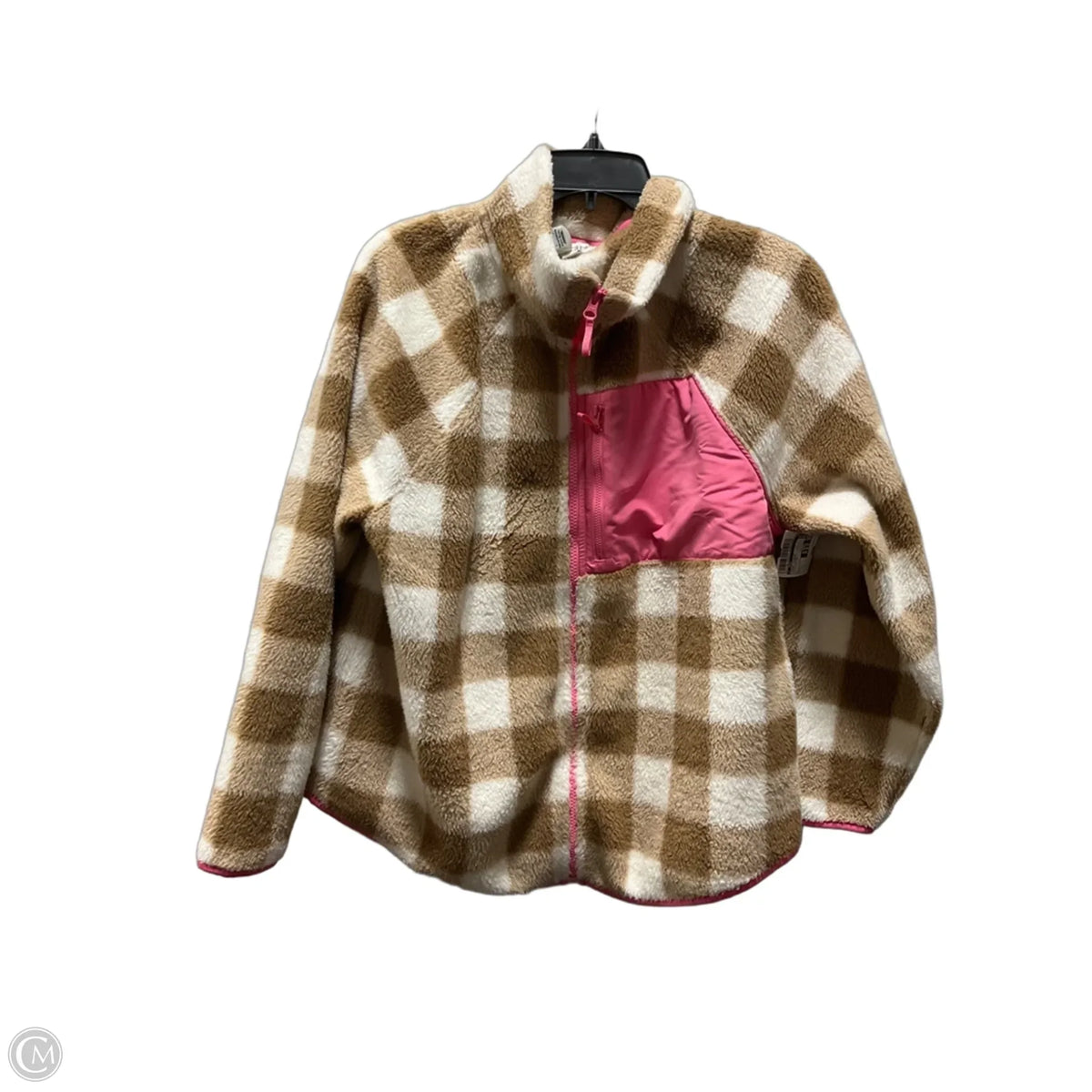 Jacket Fleece By J. Crew In Plaid Pattern, Size: L