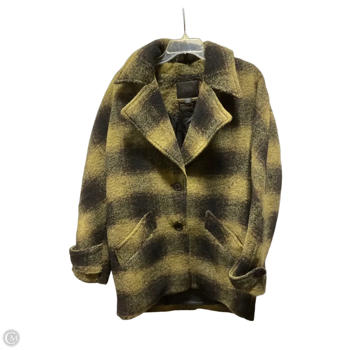 Coat Wool By Zara In Plaid Pattern, Size: M