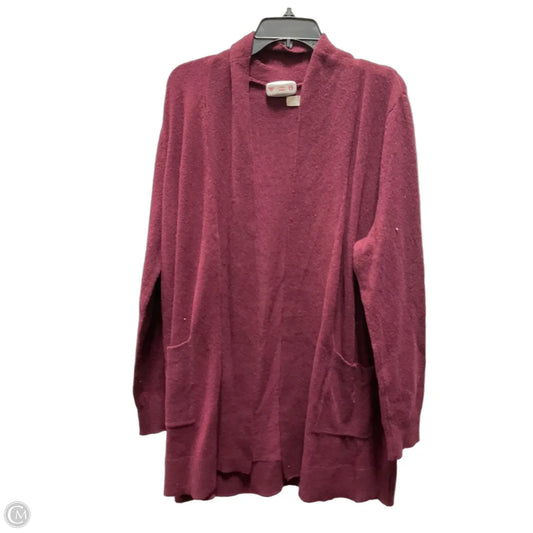 Sweater Cardigan By Loft In Red, Size: Xxl