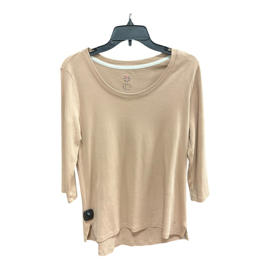 Top Long Sleeve Basic By Isaac Mizrahi Live Qvc In Tan, Size: M