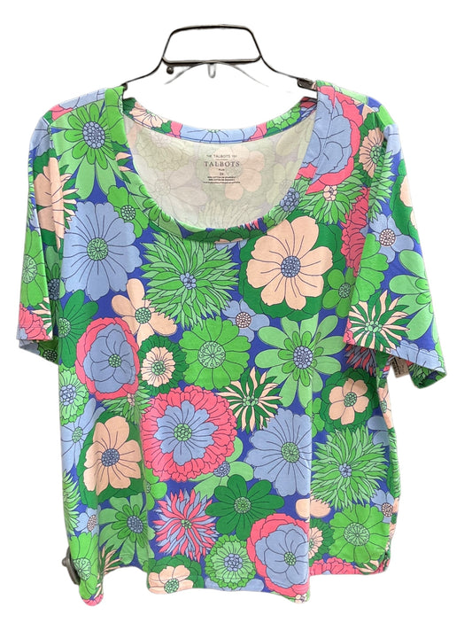 Floral Print Top Short Sleeve Talbots, Size 2x
