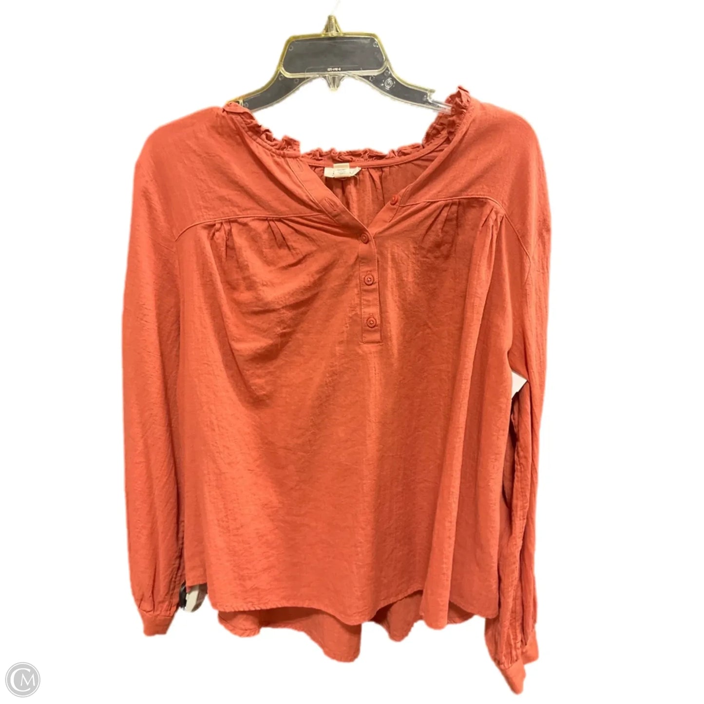 Top Long Sleeve By Ana In Peach, Size: 1x