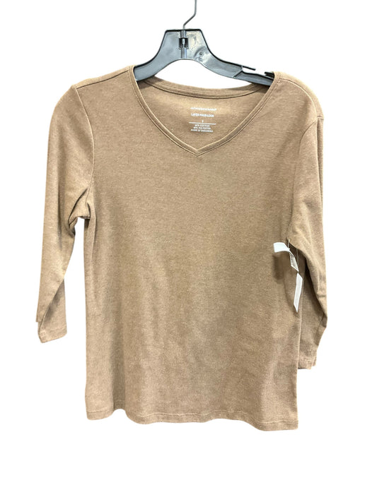 Top 3/4 Sleeve Basic By Christopher And Banks In Brown, Size: S