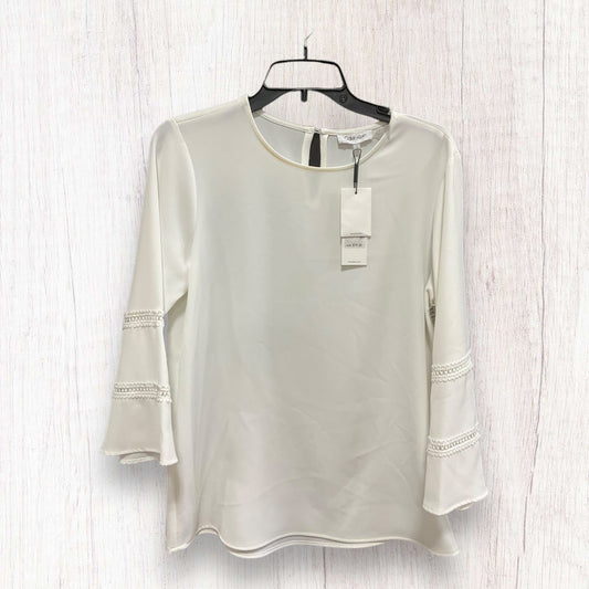 Top Long Sleeve By Calvin Klein In Cream, Size: M