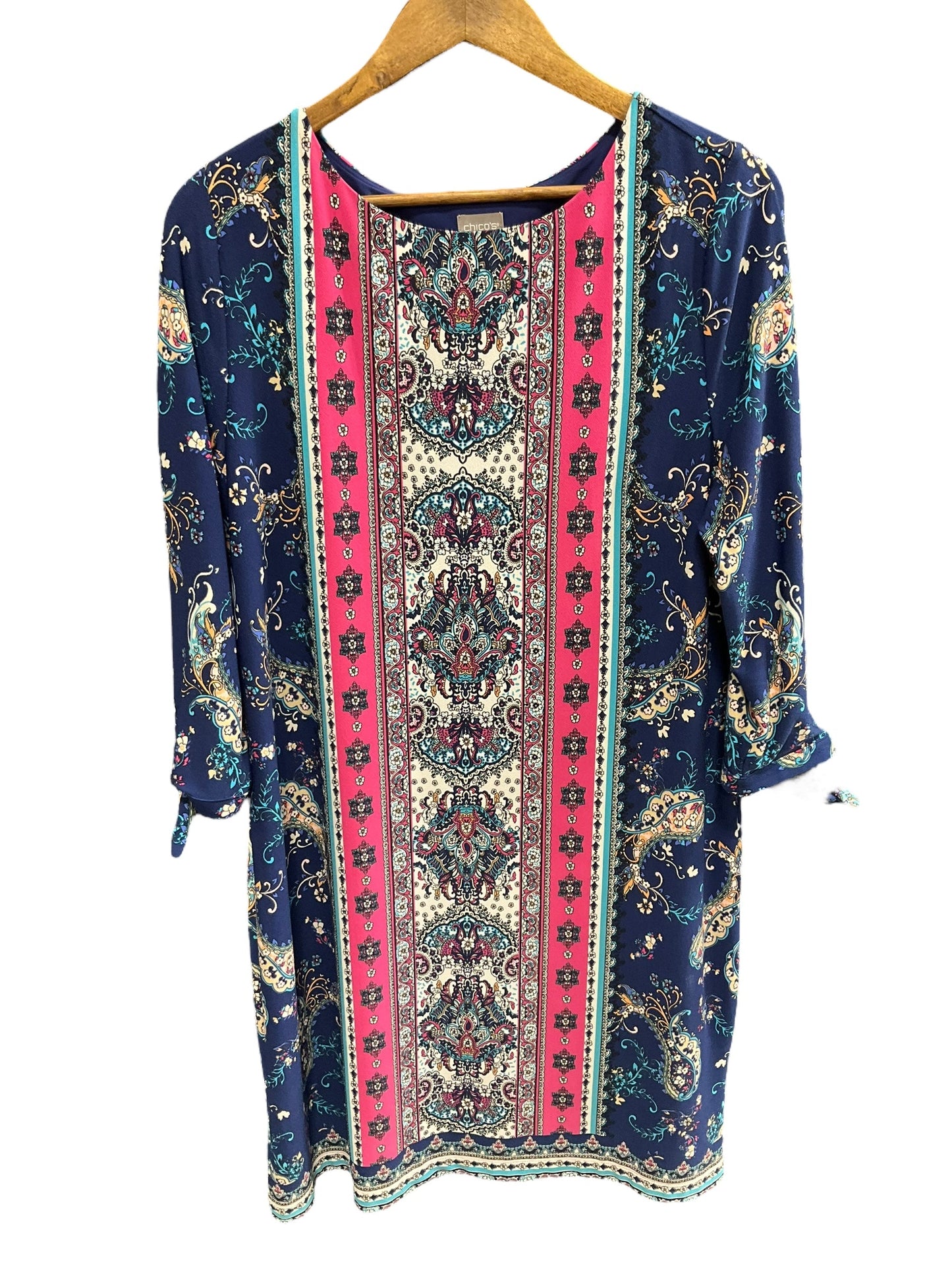 Paisley Print Dress Casual Midi Chicos, Size Xs