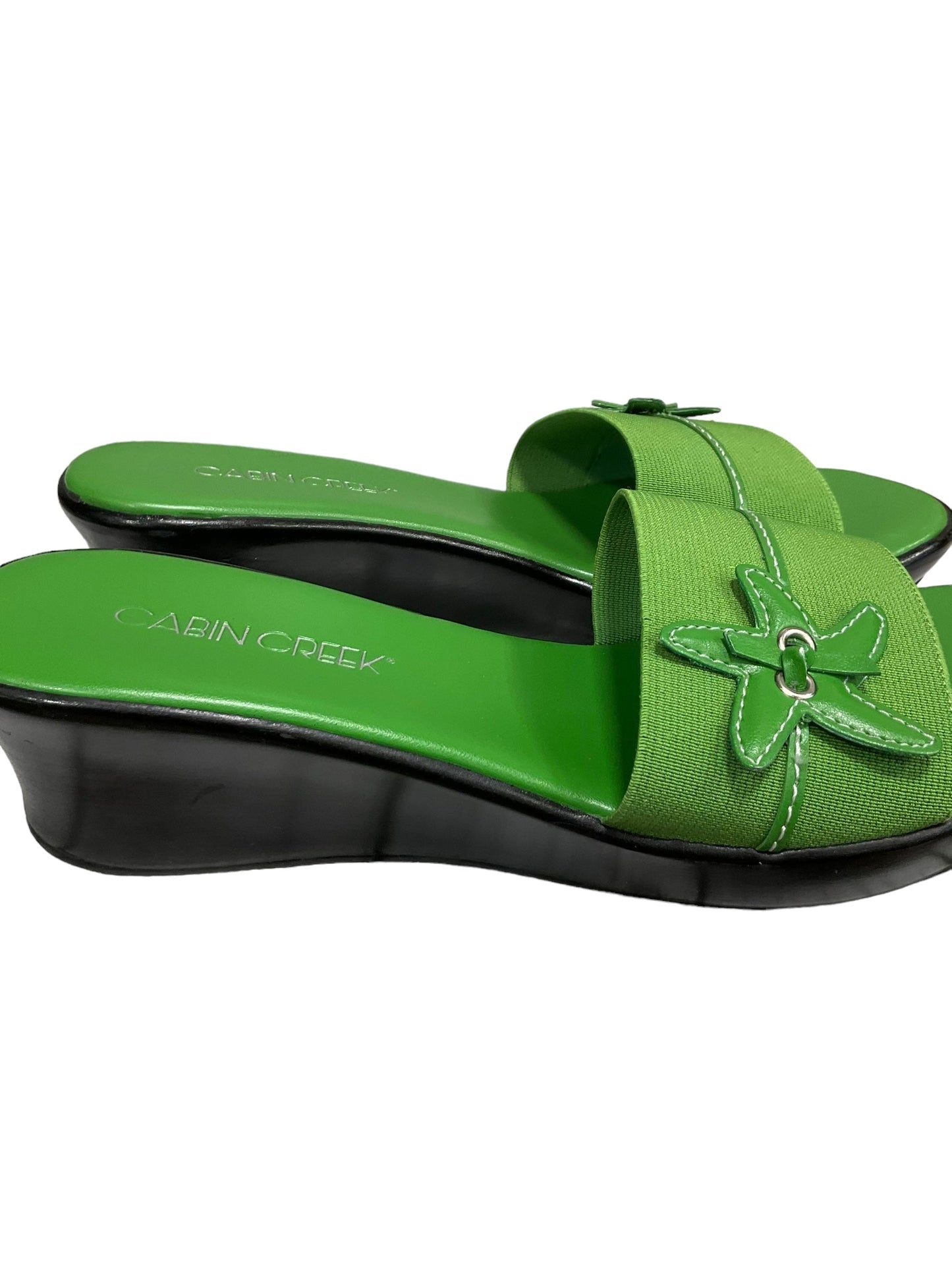 Green Sandals Heels Platform Cabin Creek, Size 7