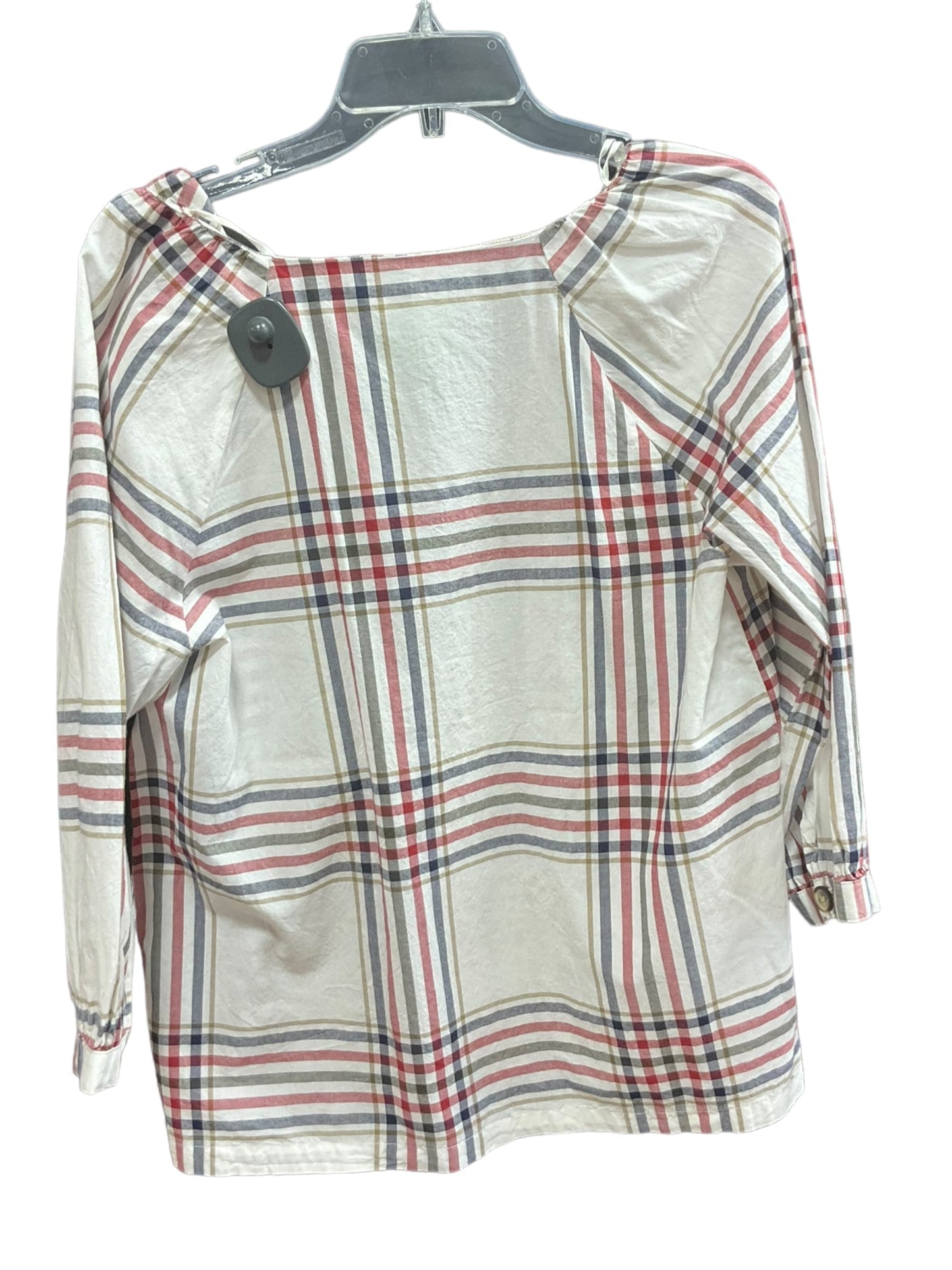 Plaid Pattern Top 3/4 Sleeve Dip, Size M