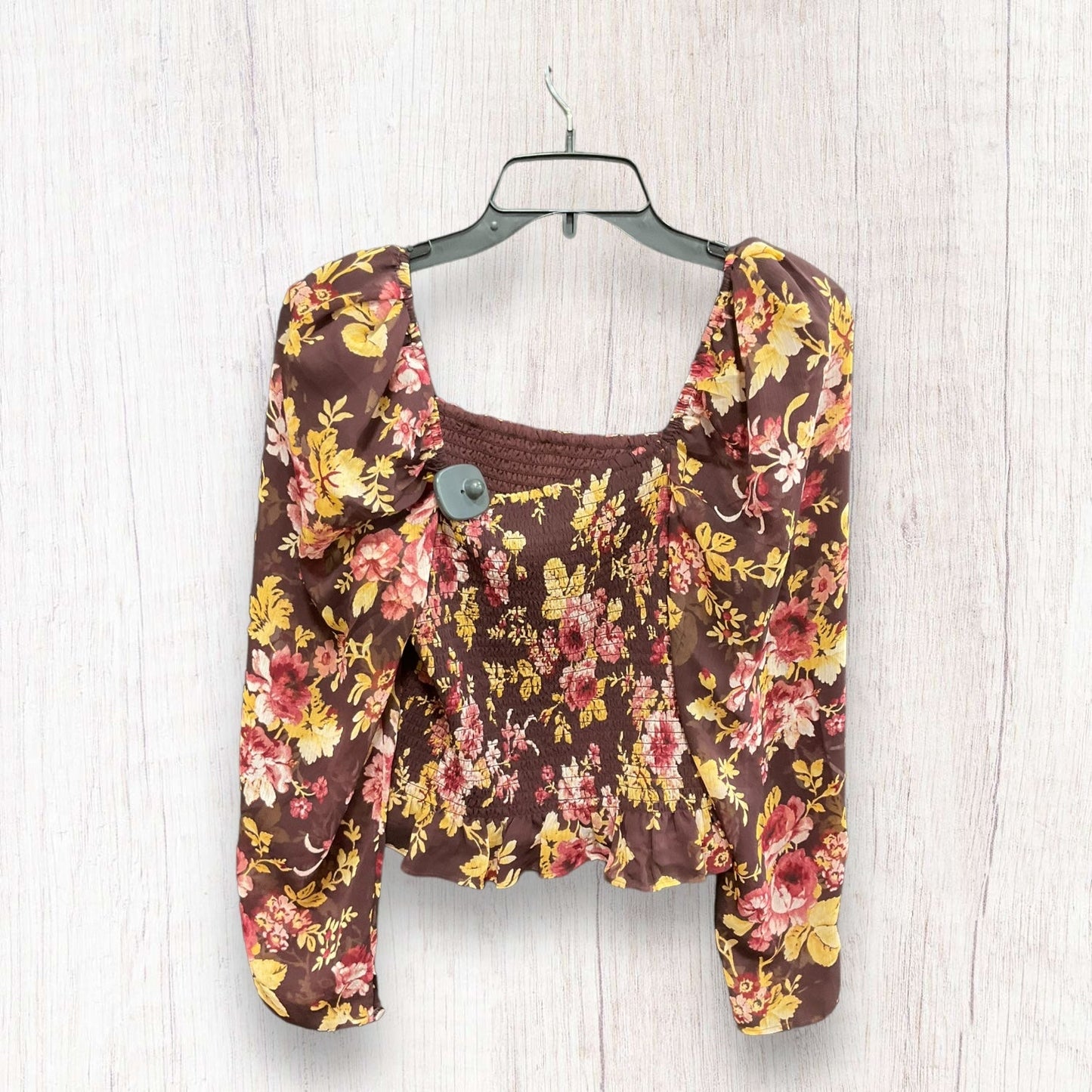 Top Long Sleeve By Express In Floral Print, Size: M