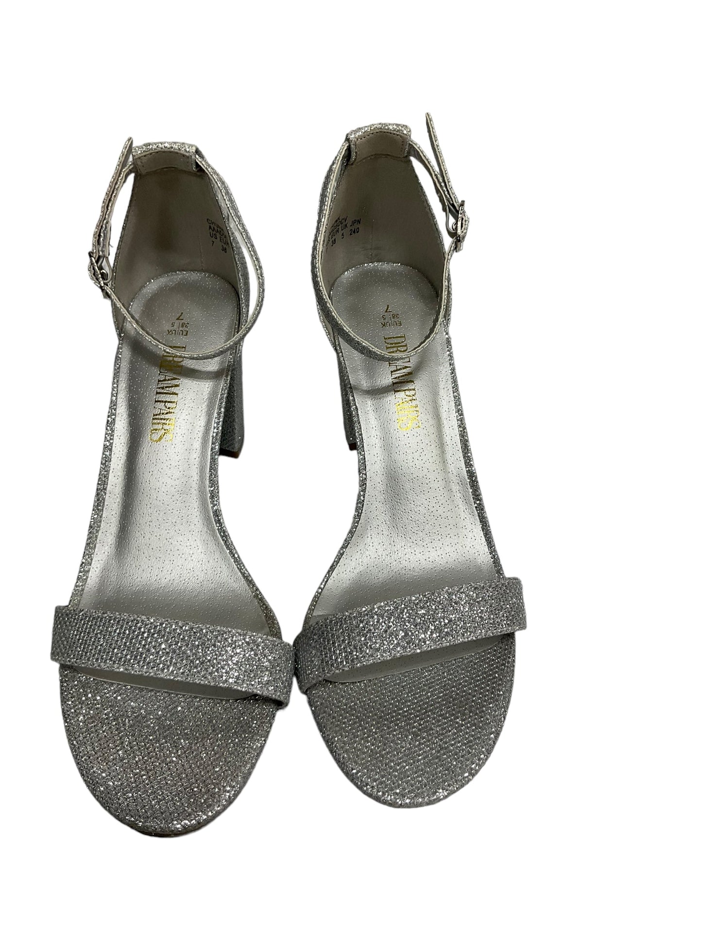 Silver Shoes Heels Block Clothes Mentor, Size 7