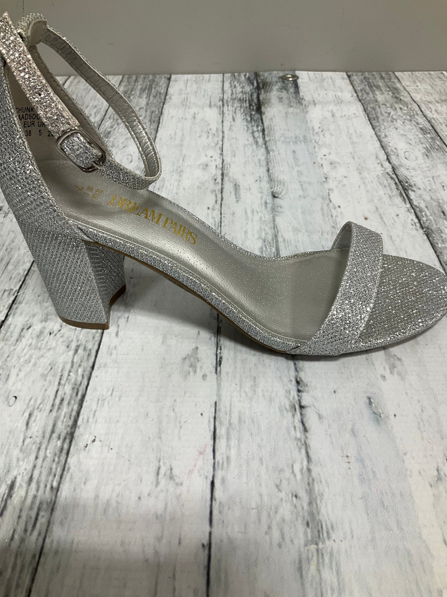 Silver Shoes Heels Block Clothes Mentor, Size 7